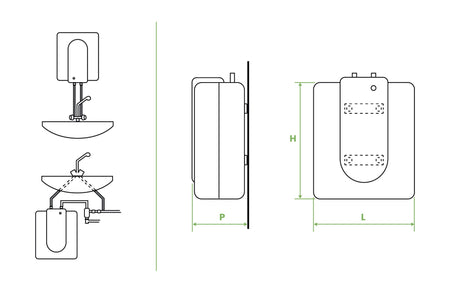 Chauffe - eau électrique Bandini 15 L sur évier – Compact, pratique et rapide à chauffer - fixandco